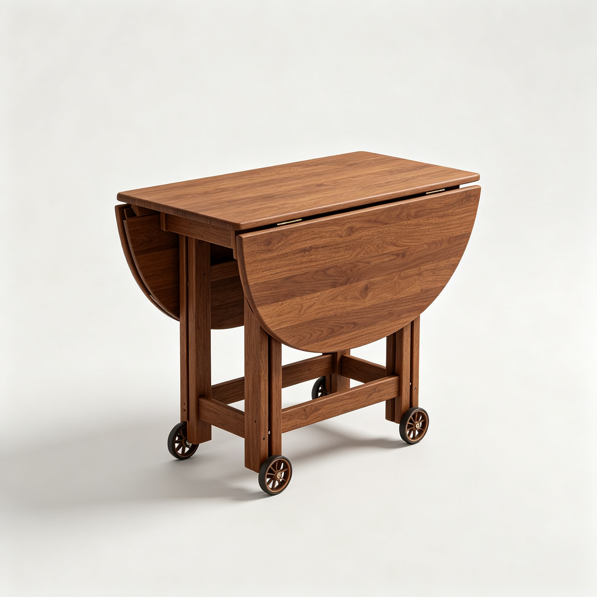 nestcabinet Multifunction Table Drop Leaf Dining Table - 47" Wooden Foldable Kitchen Table with 6 Wheels (Brown)